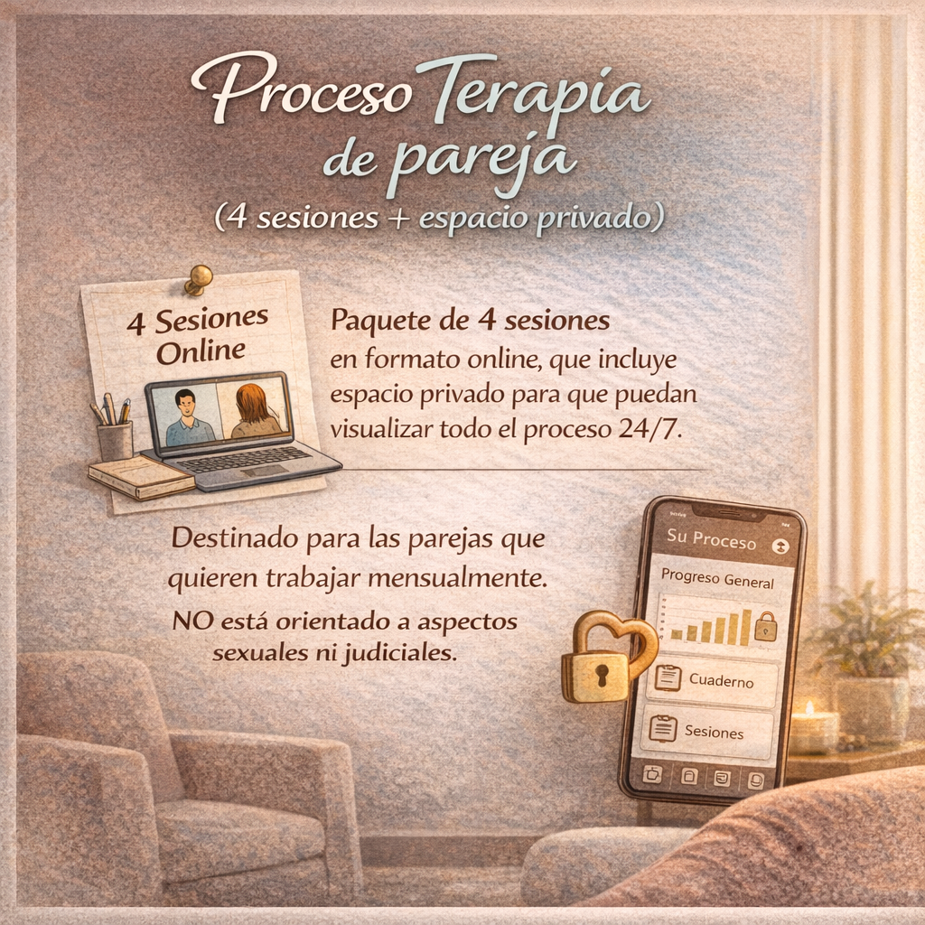 <h4 style="border-style: solid; margin-bottom: 0px; font-size: 18px; font-weight: 500; line-height: 24px; --tw-font-weight: 500; color: rgb(15, 23, 42); font-family: ui-sans-serif, system-ui, sans-serif, "Apple Color Emoji", "Segoe UI Emoji", "Segoe UI Symbol", "Noto Color Emoji"; font-style: normal; white-space-collapse: collapse;"></h4><h4 style="border-style: solid; margin-bottom: 0px; font-size: 18px; font-weight: 500; line-height: 24px; --tw-font-weight: 500; color: rgb(15, 23, 42); font-family: ui-sans-serif, system-ui, sans-serif, "Apple Color Emoji", "Segoe UI Emoji", "Segoe UI Symbol", "Noto Color Emoji"; font-style: normal; white-space-collapse: collapse;"></h4><h4 style="border-style: solid; margin-bottom: 0px; font-size: 18px; font-weight: 500; line-height: 24px; --tw-font-weight: 500; color: rgb(15, 23, 42); font-family: ui-sans-serif, system-ui, sans-serif, "Apple Color Emoji", "Segoe UI Emoji", "Segoe UI Symbol", "Noto Color Emoji"; font-style: normal; white-space-collapse: collapse;">Proceso Terapia de pareja ( 4 sesiones + espacio privado)</h4>